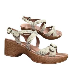 Dansko Julie Snake Print Platform Cushioned Contoured Sandals Heels Shoes EU 40
